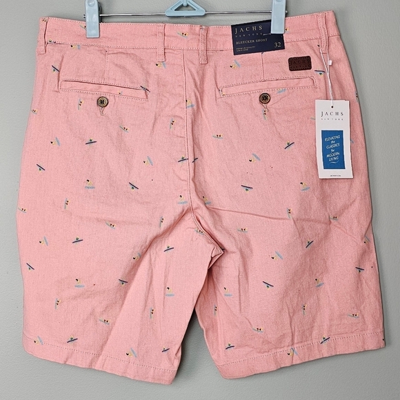 Jachs New York Men's Pink Surfer Print Twill Bleecker Shorts Size 32 - Picture 3 of 9